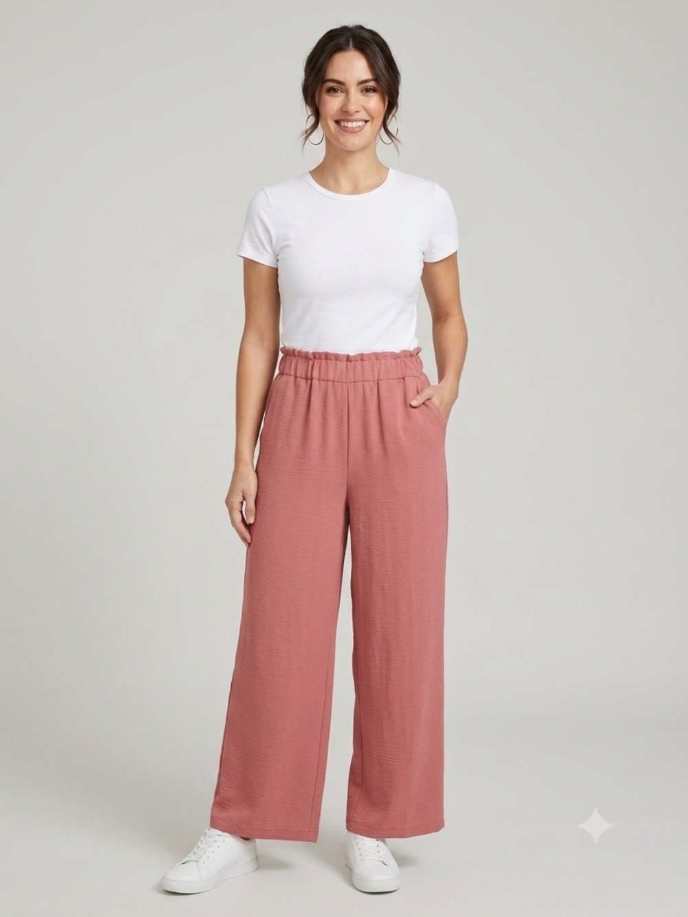 Relaxed Wide-Leg Pants in Rosewood